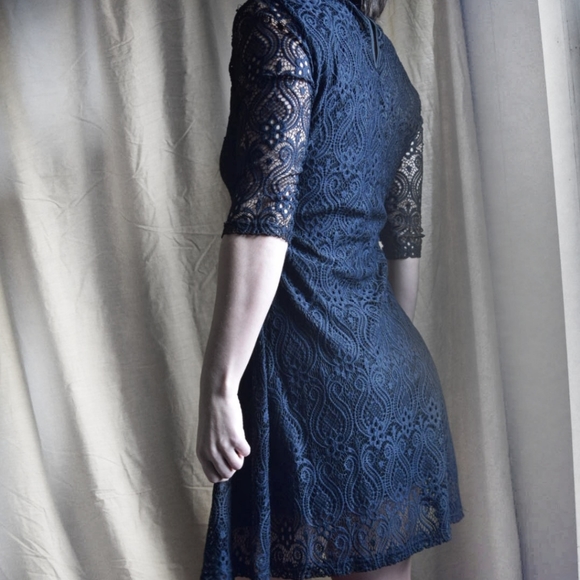 Lace Long Sleeve High Neck Dress - Picture 2 of 3